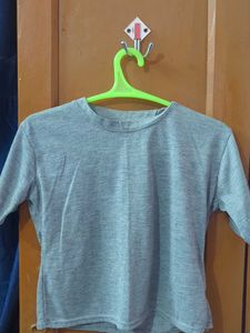 Grey Fitted Crop Top
