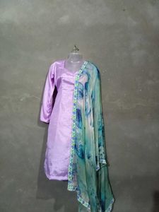 Purple Satin Salwar Suit