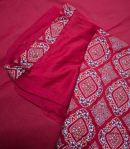 Red Bandhani Salwar Kameez Material