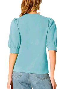 Round Neck Puff Half Sleeves Top