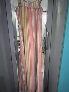 Striped Button-Front Maxi Dress