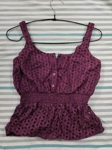 Broderie Anglaise Purple Top