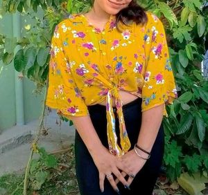 Floral Print Yellow Top