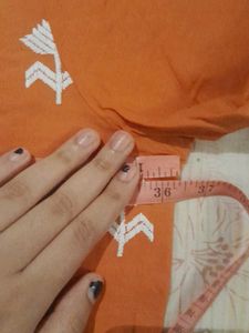 MAX Embroidered Orange Kurta, Size-S