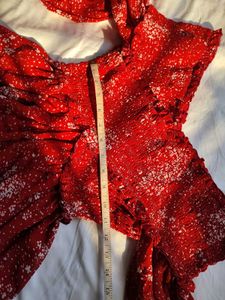 Shein Ditsy Floral Shirred Bodies Off Shoulder Dre