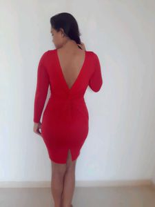 Red Long Sleeve Bodycon Dress