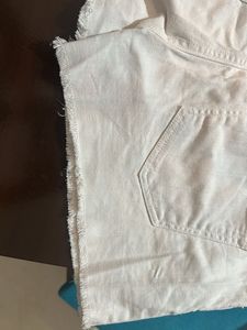 White Ripped Denim Shorts