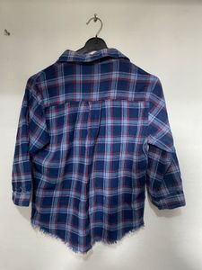 Blue Plaid Frayed Flannel