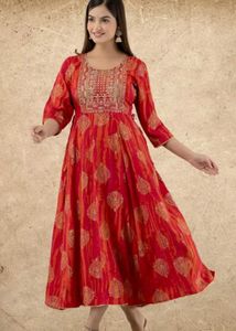 Elegant Red Printed Kurta