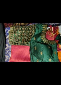 Embroidered Green Saree Blouse