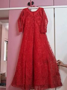 A Red Gown With Jacket & Chunni