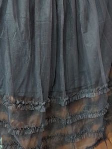 Black Kneee Length Net Skirt