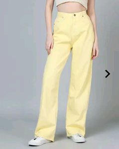 Yellow Wide Leg Denim Jeans