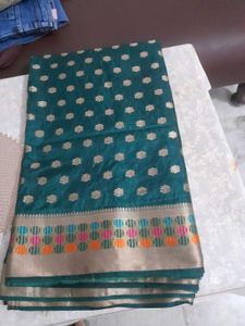 dark Green Banarasi Dress Material