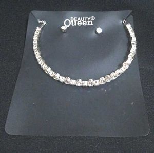 Rhinestone Earrings & Hoop Set