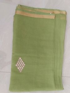 Green Saree (No Blouse)