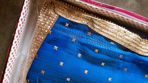 New Royal Blue &amp; Gold Saree