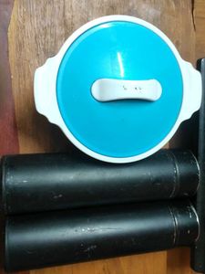 2 Steel water bottle and 1 mini hot box