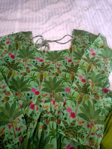 Green Tropical Print Dress