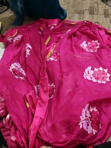 Elegant Pink Floral saree(gota patti)