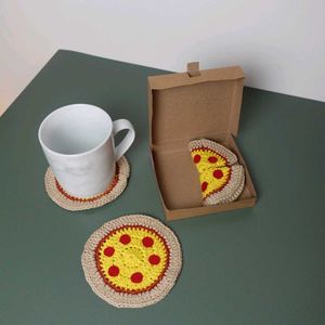 Pizza Coaster Set - Handmade Crochet
