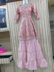 Beutiful Pink Colour Frock With Garara