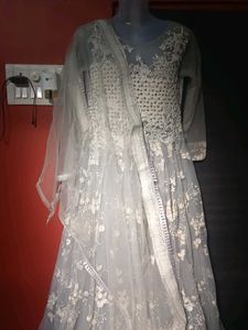 Elegant White Floral Ball Gown