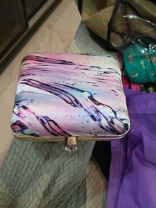 Purple Satin Hand Clutch With Sling