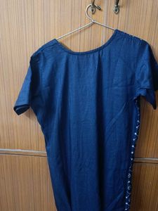 Navy Floral Kurta Jacket Attached - XL