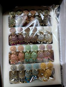 Premium Metal Jhumkas Set