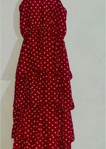 Red Polka Dot Tiered Dress