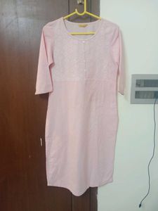 Aurelia Formal/Casual Baby Pink Cotton Kurti-S