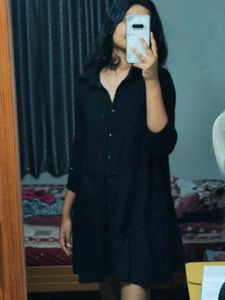 Black Button-Down Shirt Dress