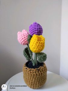 Tulip Buds Crochet Flower Pot