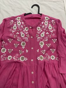 Ethnic Gown Rose Pink Colour