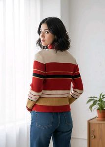 Used &amp; Cozy High-Neck Striped Sweater (Very Warm)