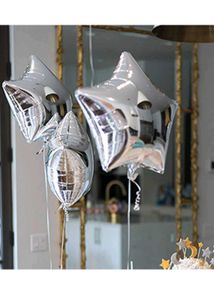 Pack Of 10 Silver Star Shaped foil Balloon