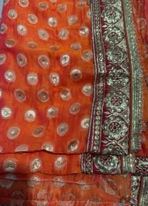Orange Embellished Saree