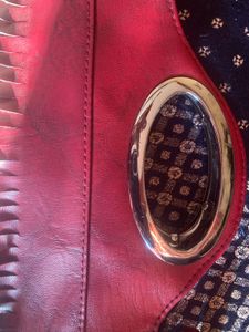 Red Handbag with Oval Handle