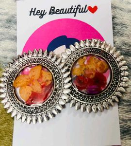 Floral Pressed Flower Statement Earrings