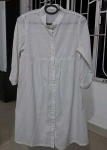 white strip shirt dress
