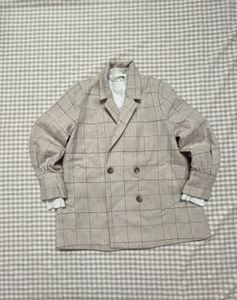 combo of 2 Checked Oversized Blazer & white sweate