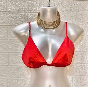 Red Satin Bikini 👙 Top