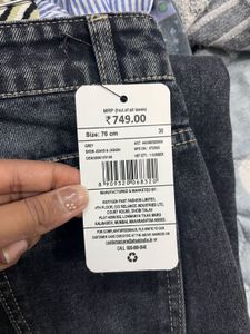 Charcoal Ripped Wide Leg Jeans