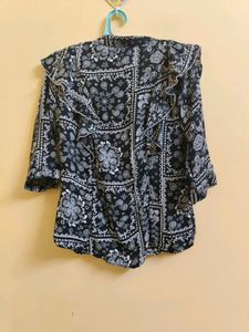 Paisley Print Ruffle Top