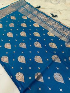 Blue Banarasi Soft Silk Saree