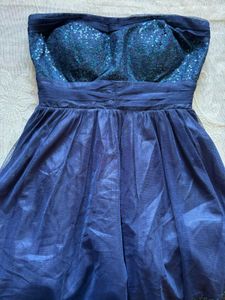 Stunning Navy Blue Sequin Strapless Cocktail Dress