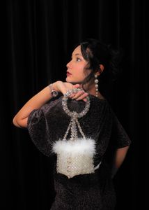 Cube Fur Crystal Clutch