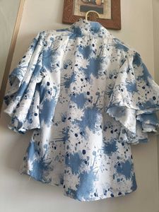 Blue &amp; White Print Top