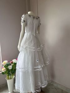 White Floral Patch Gown